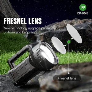 Factory Wholesale Black ABS 8000mAh 100W Type C Rechargeable Portable Long Distance Fresnel Lens Replaceable Battery Searchlight