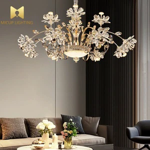 New French Luxury Crystal Hotel Villa Hanging Chandelier Postmodern Creative Branch Shaped Living Room Bedroom Chandelier
