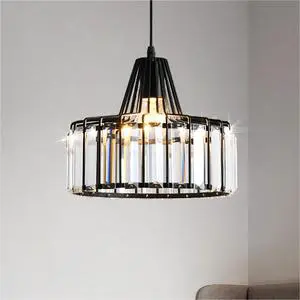Dining Room Chandelier Bar Bedroom Bedside Pendant Lamp Black and Gold Scandinavian Three-head Crystal Iron 90 Modern E27 30000