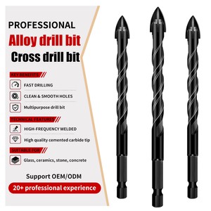 Alloy Cross Drill Bit 3-12mm Multifunctional Stone Glass Concrete Drill Bit High-quality Masonry Drill Bit Set Hardware Tools