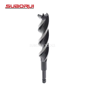 SUBORUI Industrial CE OEM ODM Manufacturer Carbon Steel Hex Shank Four Slot Wood Auger Drill Bits for Wood Working