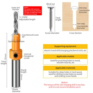 High Accuracy Tungsten TCT Core Carbide Countersink Drill Bit Drill Bits Set for Wood