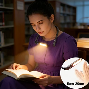 Hands Free Neck Reading Light Flexible LED USB Rechargeable Dimmable Adjustable Brightness Lamp for Camping Travel Outdoor