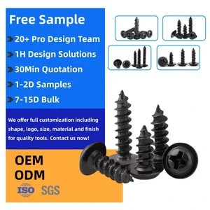 M5 M6 Black Stainless Steel Flat Head Wood Screws - GB Standard Self-Tapping Hexagon Drive Fine Thread Metric