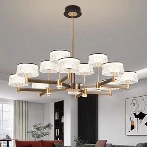 Modern Nordic Style Simple Light Luxury Branch Shaped Poly Head Led Crystal Chandelier for Bedroom Restaurant