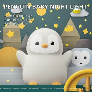 LED Night Light Modern Sensor-Controlled Silicone Lamp Warm White Emittance for Kids' Bedroom Nursery Room Rechargeable Timing
