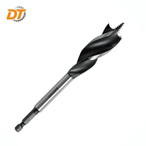 DT Tri-Flutes Auger Drill Bit for Wood Drilling High Carbon Steel #65 Self Feeding Screw Point Drill Bit for Soft and Hard Wood