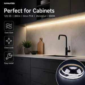 Dotless Cuttable 12V COB LED Strip 480LEDs 8mm 10W Flexible Cuttable Indoor LED Light Strip for Cabinets & Showcase Lighting