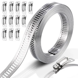 Hose Clamp Stainless Steel Clamp Adjustable Spring Tube with 12 Screw American Hose Clamp