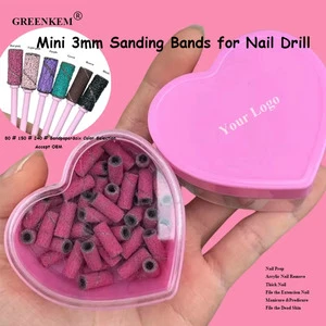 New Mini 3mm Pink Colorful Small Barrel Nail Sanding Bands With Heart Box Zebra Sandpaper Loop Thin Sanding Bands