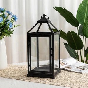 Classic Large Iron Black Moroccan Garden Metal Candle Lantern for Indoor Outdoor Lighting