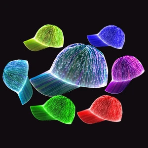 Hot Sale LED Fiber Optic Glowing Baseball Cap Party Club Flashing Hat Black White Couple Luminous Cap