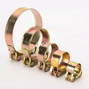 High Strength Zinc Finish European Hose Clamp-Wide Band Worm Drive Swivel Structure for Plumbing Marine & Automotive Use