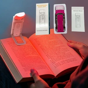 Premium Quality LED Book Lamp Rechargeable - Bedroom Desk Lamp, Touch Dimmer, 3 Color Modes, USB Powered 670nm Red Light Night