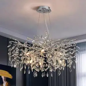 Modern Minimalist Luxury Living Room Light, Dining Room Aluminum Crystal Light, High-end Hall and Bedroom Tree Branch Chandelier