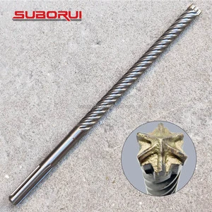 SUBORUI 6 Flute Cutting Edges Carbide Tipped Sds Max Rotary Masonry Concrete Hammer Drill Bits for Concrete Stone Marble Wall