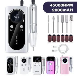 New Arrival Rechargeable Portable Electric Nail Drill Machine 45000RPM Professional Nail Polisher Remover for Gel Nail Art