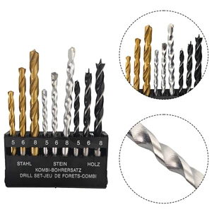 9PCS Multi-Purpose Drill Bit Set Extended Straight Shank HSS for Metal Wood Concrete Home Use