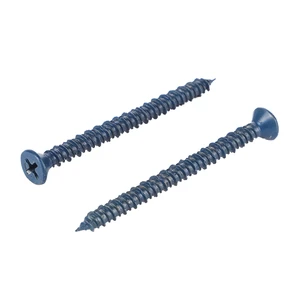 3/16 X 1-1/4 Diamond Point Blue Concrete Screw Anchors Flat Phillips Head for Secure Fixing Concrete Brick Block