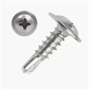 Self Drilling Metric Coarse Thread Metal Sheet Screw Pan Head White Zinc Plated C1022 Drill Tip Steel Fixing Screw
