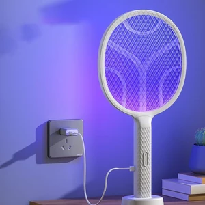 DD2877 Rechargeable Electric Fly Swatter 2600V Bug Zapper Racket Dual Modes Mosquito Light Killer for Home Camping