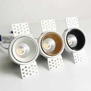 Adjustable COB LED Downlight Aluminum ROHS Certified Dimmable Home Office Smart White for Hotels Living Room Ceiling Trimless
