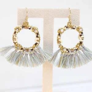 Fashionable Hot Selling Wreath Design Pendant Earrings Made of 18K Gold-plated Material Miyuki Rice Bead Tassel