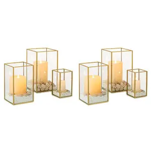Tealight Votive Glass Candle Holders Square Lantern Design for Thanksgiving Table Decor Wedding Proposals Home Decor