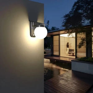 New IP65 Waterproof Outdoor Solar-powered Wall-mounted LED Wall Lamp Motion Sensor Adjustable Brightness Spherical Garden Light