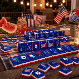 Wholesale Luxury Patriotic American Mahjong Tiles Set with Acrylic Material Portable Design for Family & Club Gift Set