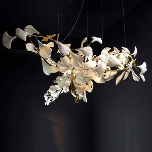 Luxury Ceramic Branch Chandelier for Living Room Dining Room Bedroom Hanging Decorative Leaves