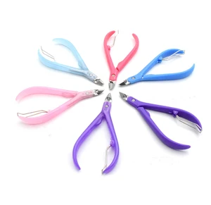 Wholesale Colorful Plastic Handle Reusable Cuticle Nippers Durable Stainless Steel Nail Scissors Custom Logo Available Removing