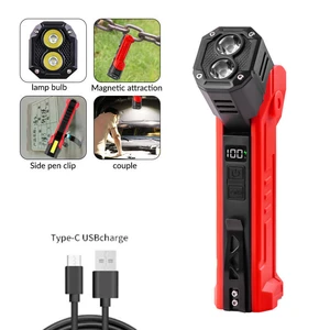Work Light for Mechanic Rechargeable LED Work Light with 160° Swivel Head 7 Modes Hooks Portable Magnetic Flashlight for Repair