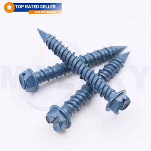 MALAXY Blue Concrete Anchor Screws Carbon Steel Hardened Hex Head Concrete Screw Masonry Anchors