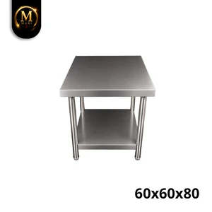 Premium Supplier Compact Work Table 2 Layers Adjustable Legs Stainless Steel Freestanding Commercial Kitchen Prep Bench Unit