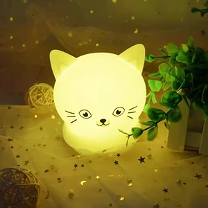 Lion Rechargeable Touch Sensor Night Lights Lamp Bedroom Bedside Lamp Creative Gifts Cute Cat Silicone Night Light for Kids Baby