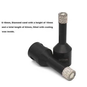 TGS 5-130Mm M14 Thread Round Shank Vacuum Brazed Core Diamond Hole Saw Black Oxide Finish Porcelain Tile Marble Magnetic Drill