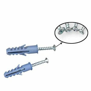 China Supply GB Standard Plain Blue Plastic Expansion Tube with Self Tapping Nail Anchoring Expansion Nail Wall Plugs M6-M10