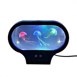 Oval Three-Dimensional Jellyfish Aquarium Lamp Color-Changing Night Light Minimalist Style Plastic Creative Interior Decoration