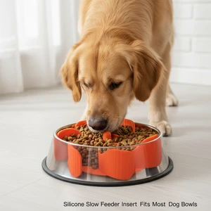 Cuttable Silicone Slow Feeder Insert For Stainless Steel Ceramic Bowls Octopus Suction Cup Anti-Choking Pet Feeding Dogs Cats