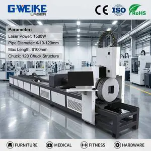 Economical 1500W Fiber Laser Tube Cutter CNC Front Chuck Industrial Metal Pipe Cutting Machine 6M 19-120mm Range
