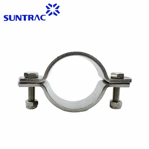 304 Stainless Steel Polished Sanitary Double Bolt Pipe Clamp Plate Clamp Heavy Duty Inch Metric SUNTRAC