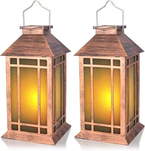 N Sons Innovation Vintage Handmade Aluminum Solar-Powered Flickering Flame Lantern
