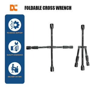 Folding Socket Cross Wrench 4 Way Auto Wheel Tire Lug Nut Remover 17mm 19mm 21mm 23mm Car Repair Professional Tools