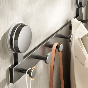 MEIDOO Metal Bathroom Suction Cup Clothing Organizer Gray Storage Hook Single Tier Punch-free Installation