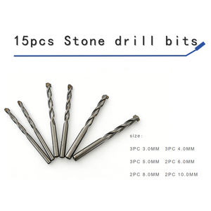 RISING 15pcs Carbide Cross Drill Bit Set for Concrete Masonry Granite Drilling