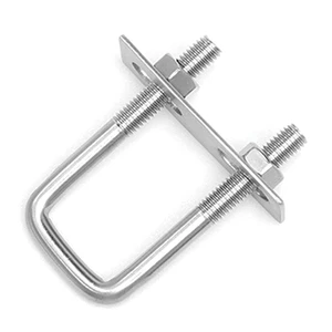 304 Stainless Steel Right Angle U-Bolt Clamp M4-M8 Thread Square Tube Clamp with Baffle Nut & U-Shaped Screw Bolts