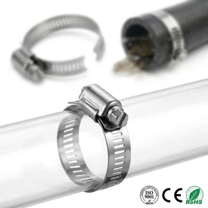 Chemical Processing American Type Hose Clamp Full Stainless Steel 201 Adjustable Worm Drive Pipe Clip Heavy Duty Fastener