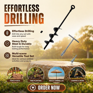 Factory Wholesale Garden Soil Auger Drill Bit 45# Carbon Steel 9.5mm Shaft Diameter Loose Soil Outdoor Windproof Durable Ground