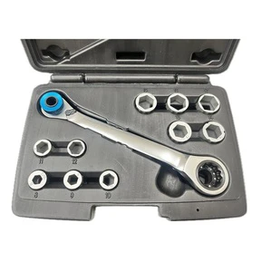 10Pcs in 1 Box Anti-Slip Heavy Duty Flexible Head Ratcheting Combination Wrench Set